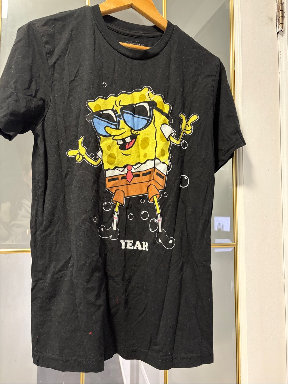 SpongeBob Squarepants Black Graphic Tee with Yellow & Blue Print